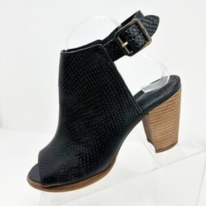 Ugg Audrey Exotic Dressy Black Leather Ankle Strap Heeled Sandals Size 8